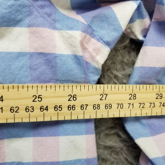 Izod Shirt Mens XXL Blue Plaid Cotton Long Sleeve Button Up Dress - Picture 8 of 12